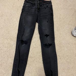 high waisted black ripped jeans